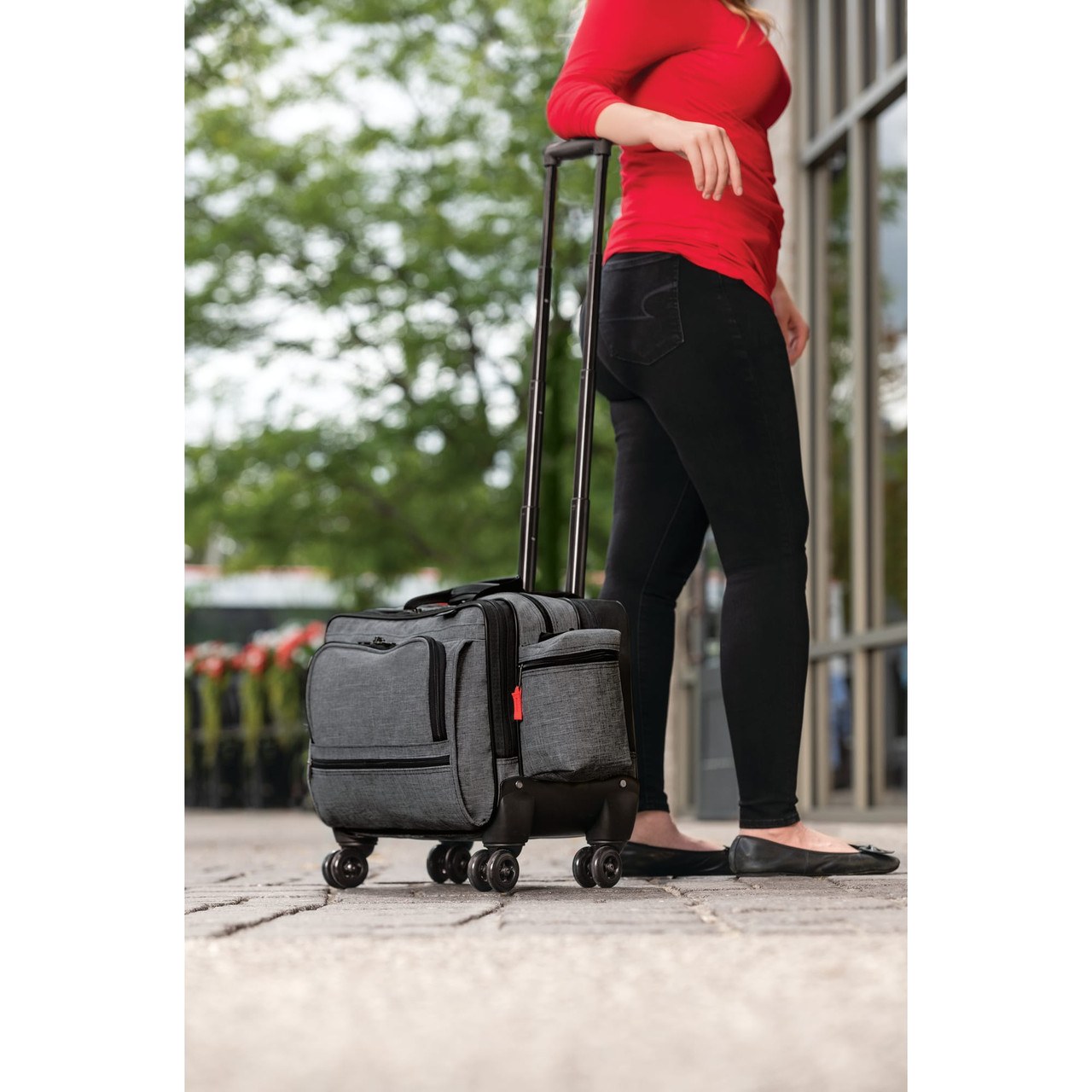 MARKETLAB BACKPACKS & MED BAGS - Hopkins 4-Wheel Antimicrobial Rolling Med Bag, Heather Gray