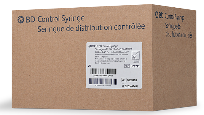 BD Luer-Lok Tip Control Syringe, 10mL, 25/bx, 4 bx/cs (Continental US Only)