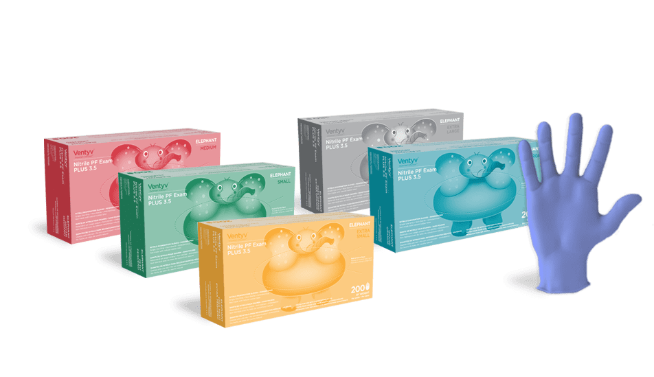 Glove, Exam, Nitrile, Powder-Free (PF), Polymer Coated, Textured Finger Tip, Chemotherapy Tested, Violet Blue, Medium (ELEPHANT)