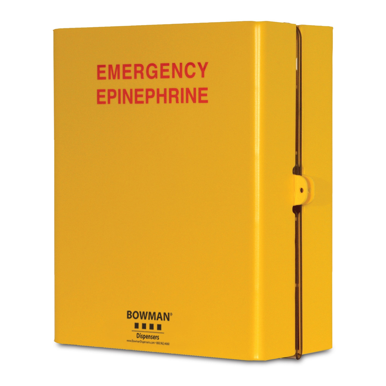 MARKETLAB BOWMAN EPINEPHRINE INJECTION DISPENSERS - Epipen Injector Dispenser, Holds Up to (1) EpiPens, Dual-Sided Clear PETG Plastic Door Sleeve For Identification Signage, Tab on Front For Lock Placement, Handle on Back, Keyholes For Wall Mounting,
