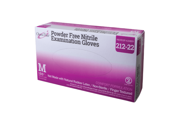 OMNITRUST Exam Glove, Nitrile, Medium, Powder Free (PF), 100/bx, 10 bx/cs (75 cs/plt) (See additional pricing for drop ship orders less than 1,000 cs)