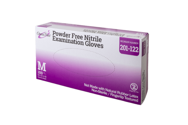OMNITRUST Exam Glove, Nitrile, Medium, Textured Fingers, Blue, Powder Free (PF), 100/bx, 10 bx/cs (80 cs/plt) (See additional pricing for drop ship orders less than 1,000 cs)