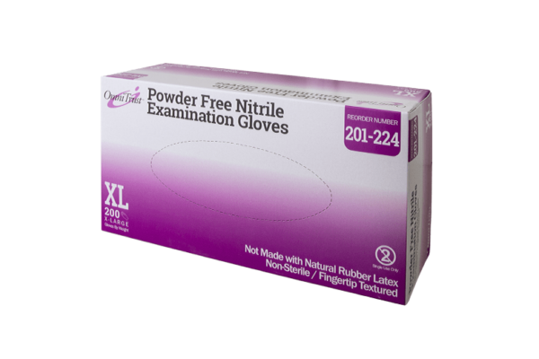 OMNI INTERNATIONAL OMNITRUST™ NITRILE POWDER FREE EXAMINATION GLOVE Exam Glove, Nitrile, X-Large, Textured Fingers, Blue, Powder Free (PF), 200/bx, 10 bx/cs