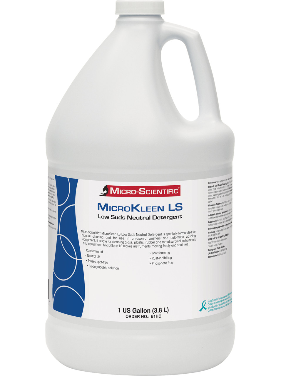 MICRO-SCIENTIFIC AUTOMATIC WASHER DETERGENTS & ULTRASONICS - Low Suds Neutral Liquid Detergent, Gallon, 4/cs (36 cs/plt) (US Only)