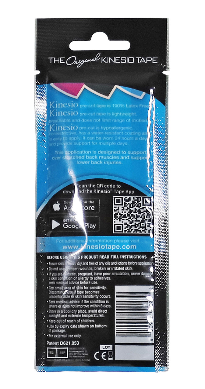KINESIO TAPE PRE CUTS - Low Back Pre Cut, 20 app/bx   (020798)