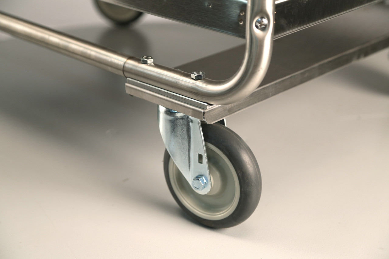 LAKESIDE UTILITY CARTS - STAINLESS STEEL TUBULAR MODEL - Medium Duty Cart, 2 Shelves, 22"W x 36"L x 40 5/8"H, 500 lb Capacity, 5" Swivel Casters, 911 Stainless Steel, 21" x 33" Shelf, 21½" Clearance