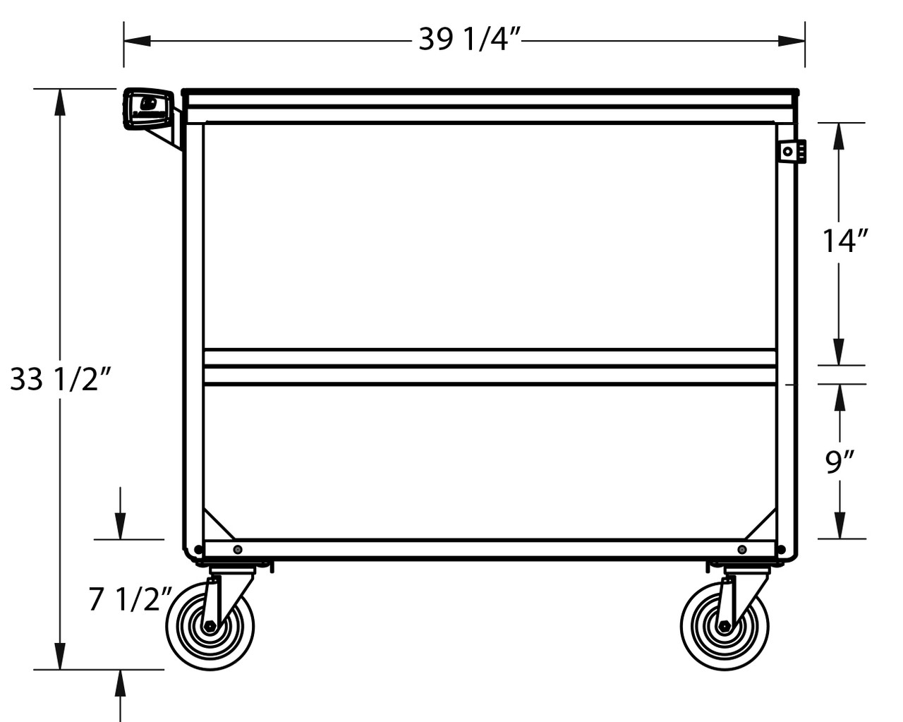 LAKESIDE UTILITY CARTS STAINLESS STEEL ANGLE LEG - Medium Duty Cart, 3 Shelves, 22 3/8"W x 39¼"L x 37¼"H, 500 lb Capacity, 5" Swivel Casters, 21" x 35" Shelf, 13 1/8" Clearance