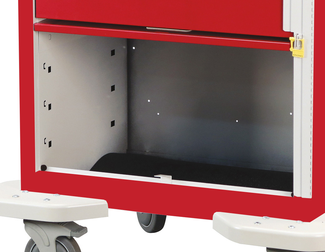 LAKESIDE CLASSIC CARTS - Cart, 5 Drawer, 9" Panel, Drawer Configuration: (4) 3", (1) 6", Breakaway Lock, 42¾"H x 25"D x 32"W, Solid Red
