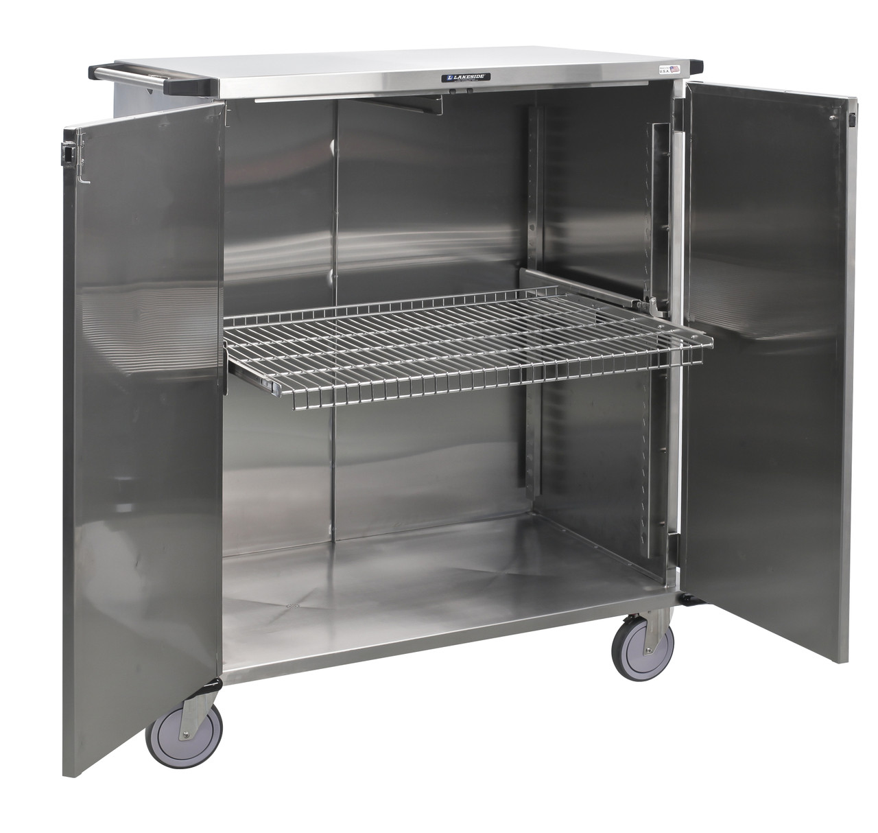 LAKESIDE CASE CARTS - Case Cart, Extended Push Handles, 2 Doors, 48"W x 29"D x 54"H, Actual Shelf Width is 36"