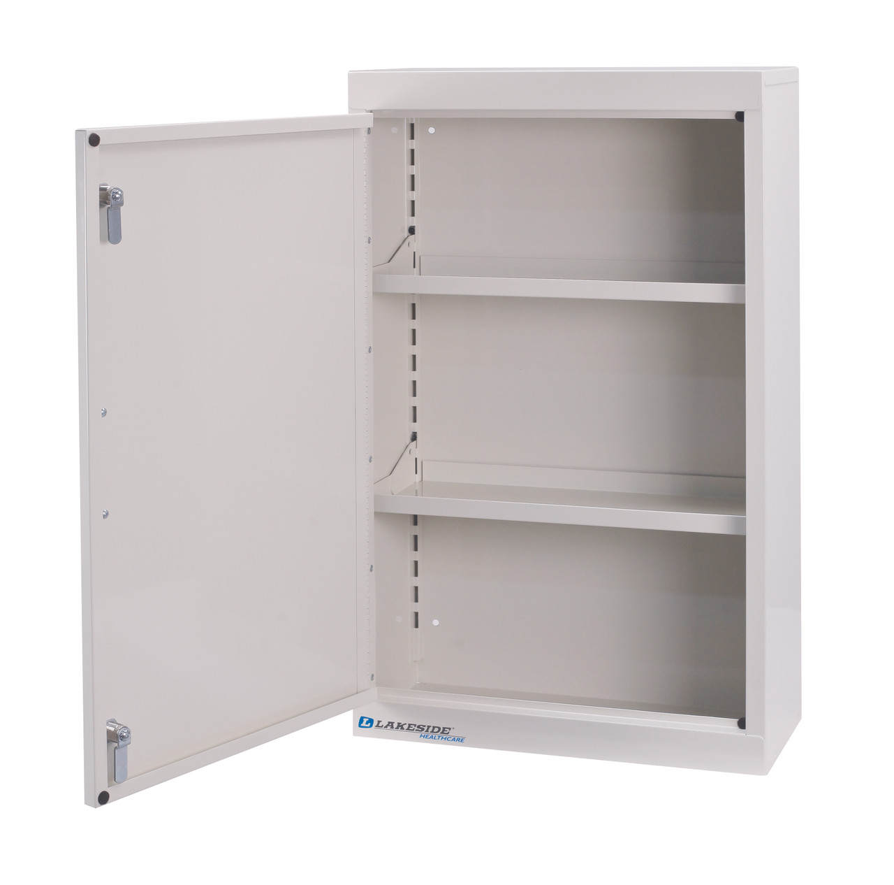 LAKESIDE NARCOTIC CABINETS - Single Door, Double Lock, Handle, 2 Adjustable Shelves, 18" x 8" x 30", Beige