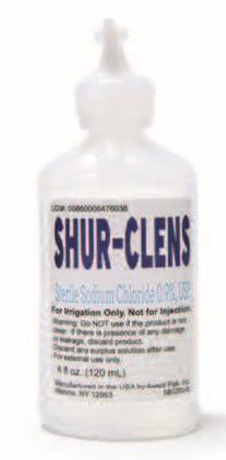 CLENSTECH WOUND CARE SOLUTIONS Shur-Clens Sterile Sodium Chloride, 0.9% USP, 120 mL (4 fl oz) Bottle, 24/cs (US Only)