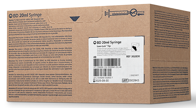 BD Syringe Only, 20mL, Luer-Lok™ Tip, 48/bx, 4 bx/cs (Continental US Only)