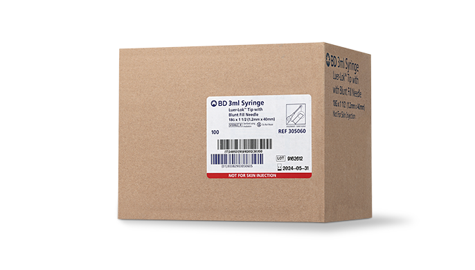 BD Syringe, 3mL, Blunt Fill Needle & Luer-Lok™ Tip Combination, 18G x 1½", 100/bx, 8 bx/cs (Continental US Only) - 18G, 1½"