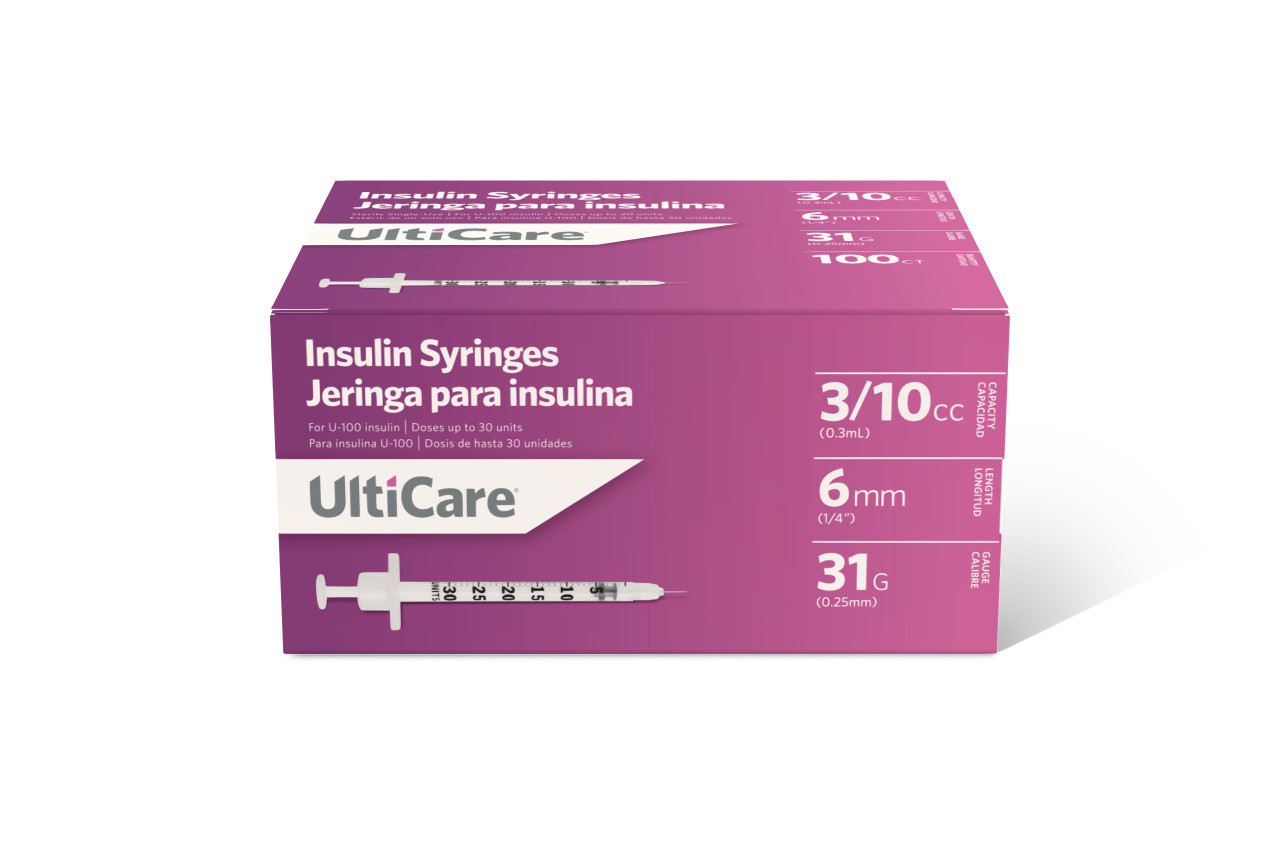 ULTIMED ULTICARE INSULIN SYRINGES - Insulin Syringe, 0.3mL, 31G x 1/4", 100/bx, 5 bx/cs