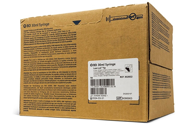 BD Syringe Only, 30mL, Luer-Lok™ Tip, Sterile, Individually Wrapped, 56/bx, 4 bx/cs (Continental US Only)