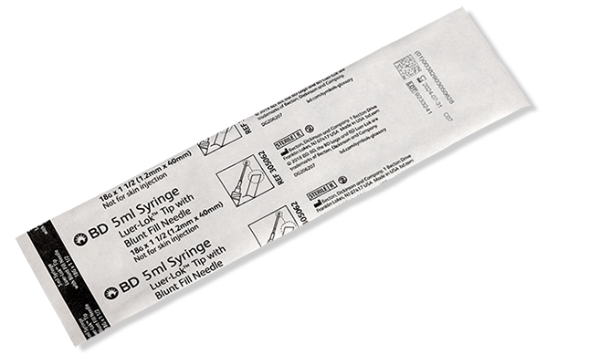 BD Syringe, 5mL , Blunt Fill Needle & Luer-Lok™ Tip, 18G x 1½", 100/bx, 4 bx/cs (Continental US Only) - 18G, 1½"