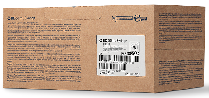 BD Syringe Only, 50mL, Luer Slip, 40/bx, 4 bx/cs (Continental US Only)