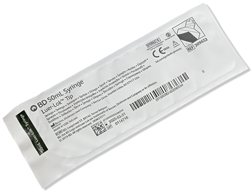 BD Syringe Only, 50mL, Luer-Lok™ Tip, Sterile, Individually Wrapped, 40/bx, 4 bx/cs (Continental US Only)