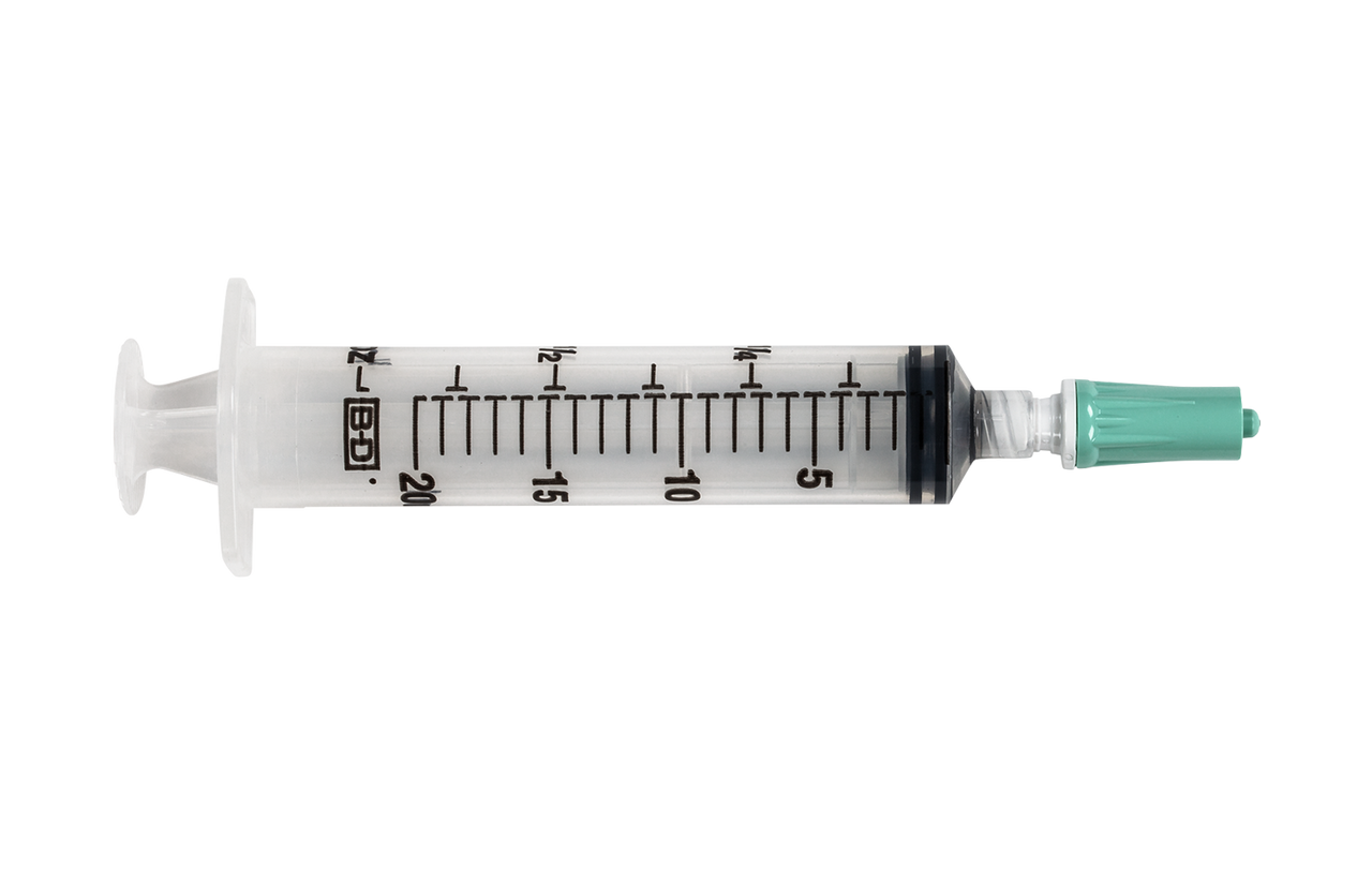 BD Texium™ Bonded Syringe, 20 ml, Needle-Free, Closed Male Luer, 100/cs (Continental US Only)