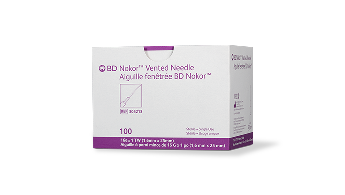 BD Needle, 16G x 1" Thin Wall, Non-Coring Vented, 100/bx, 10 bx/cs (Continental US Only) - 16G, 1"