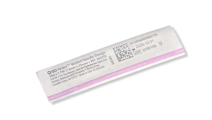 BD Needle, 16G x 1" Thin Wall, Non-Coring Vented, 100/bx, 10 bx/cs (Continental US Only) - 16G, 1"