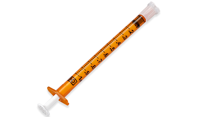 BD Oral Syringe, Amber, 1mL, Tip Cap, 100/pk, 5 pk/cs (Continental US Only)