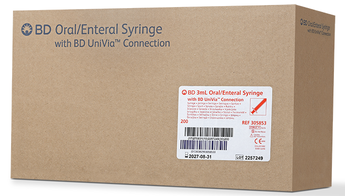 BD Oral Syringe, Clear, 3mL, Sterile, 200/pk, 4 pk/cs (Continental US Only) - Clear