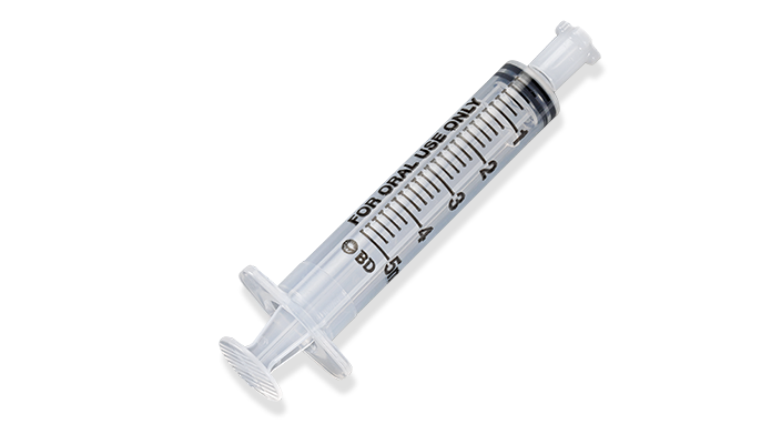 BD Oral Syringe, Clear, 5mL, Tip Cap, 100/pk, 5 pk/cs (Continental US Only) - Clear