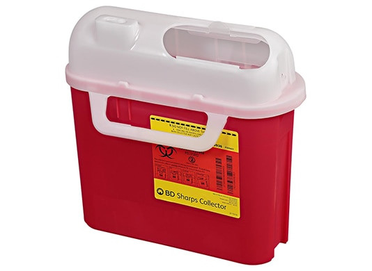 BD Sharps Collector, 5.4 Qt, Side Entry, Red, 20/cs (Continental US Only) - Red