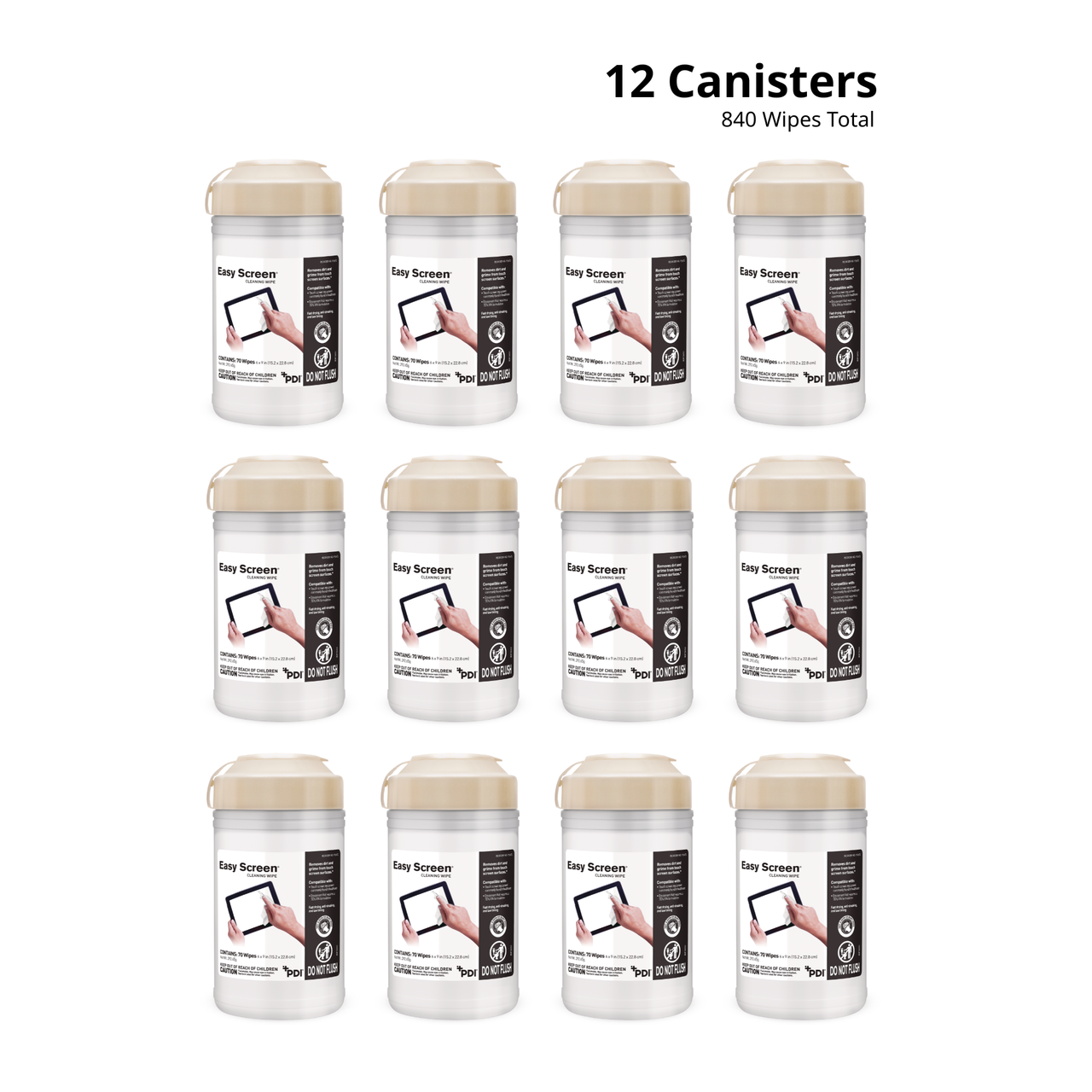 PDI EASY SCREEN™ Easy Screen™ Cleaning Wipe, 6"x9", 70/canister, 12 canisters/cs (40 cs/plt) (US Only) (HAZMAT Fees Apply, cannot ship via Air to AK, GU, HI, PR, VI)