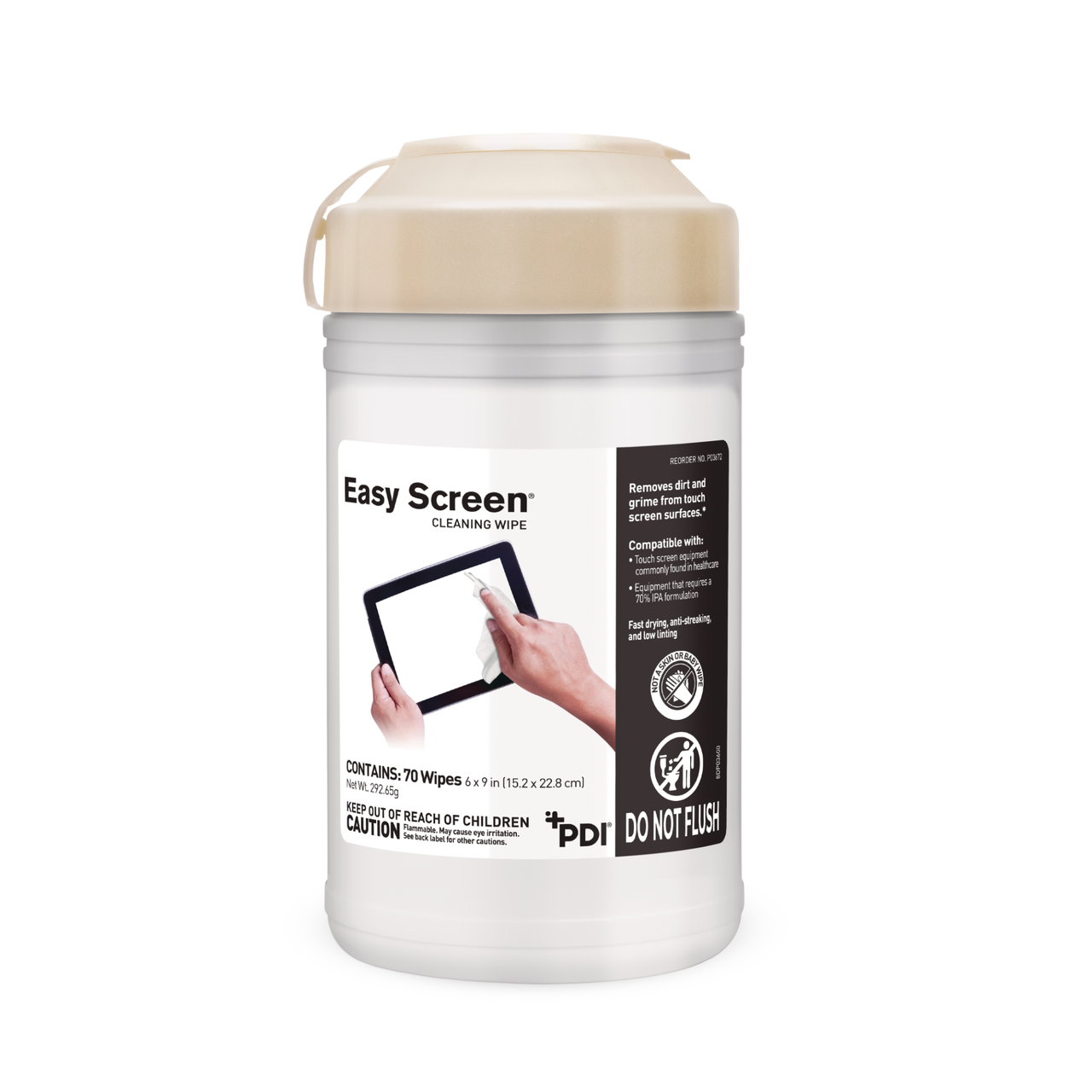 PDI EASY SCREEN™ Easy Screen™ Cleaning Wipe, 6"x9", 70/canister, 12 canisters/cs (40 cs/plt) (US Only) (HAZMAT Fees Apply, cannot ship via Air to AK, GU, HI, PR, VI)