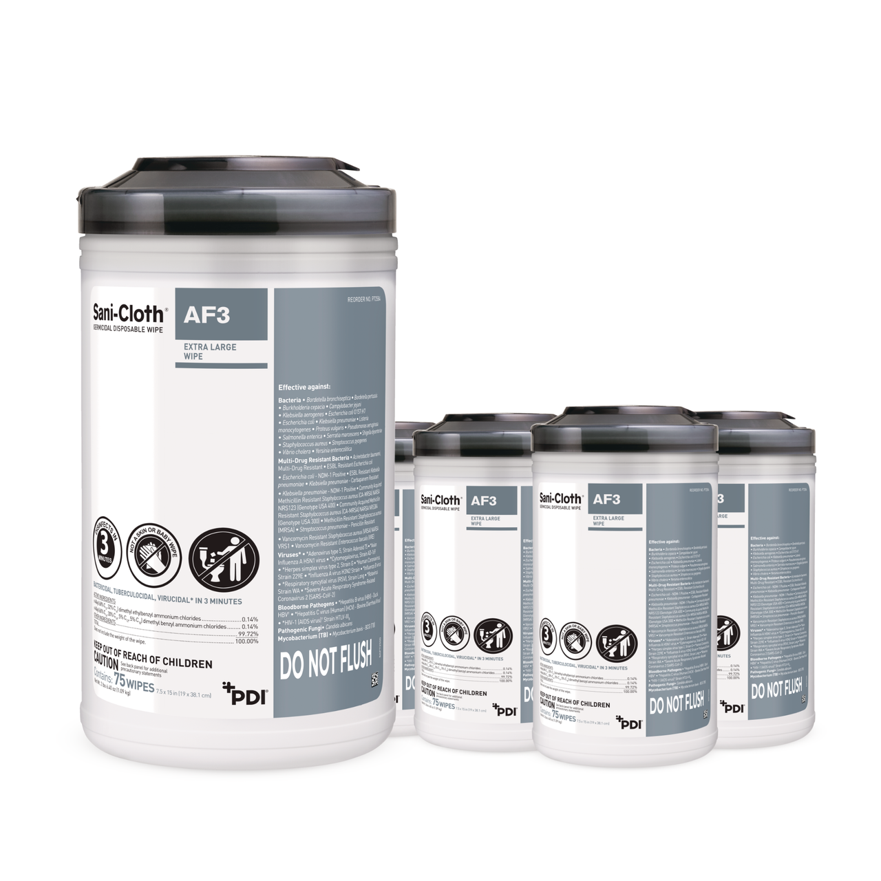 PDI SANI-CLOTH® AF3 GERMICIDAL DISPOSABLE WIPE AF3 Germicidal Disposable Wipe, X-Large, 7½" x 15", Alcohol-Free, 75/canister, 6 can/cs (US Only)