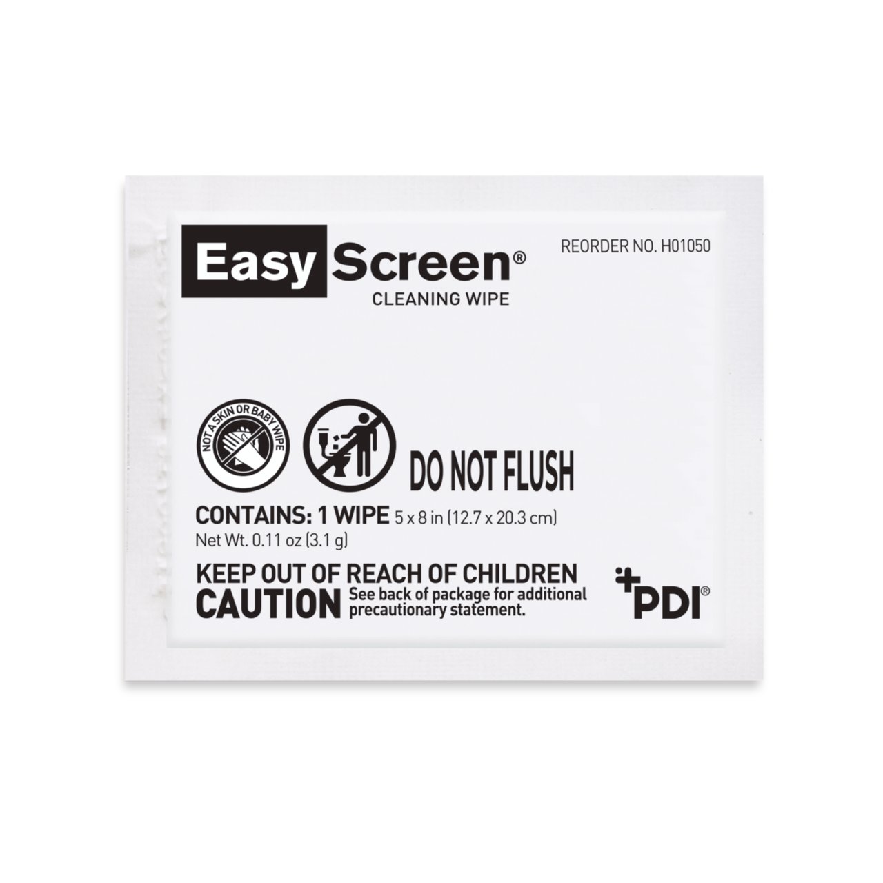 PDI EASY SCREEN™ Easy Screen™ Cleaning Wipe, 5"x8", 1/pk, 50 pk/bx, 10 bx/cs (US Only)