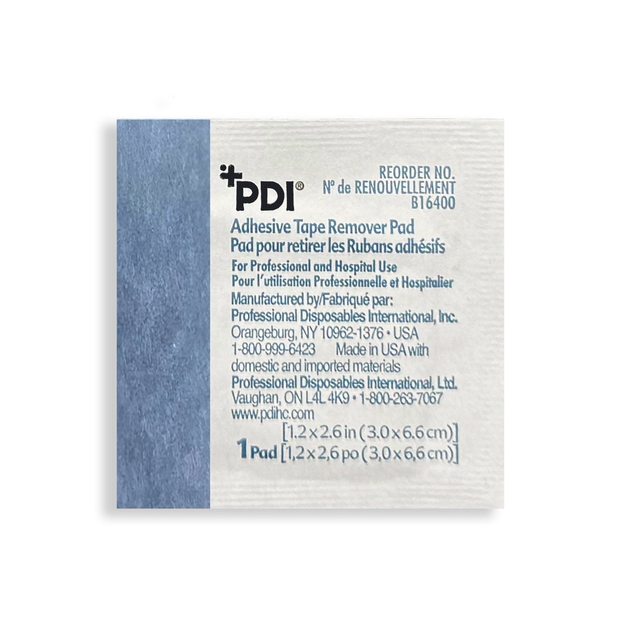 PDI ADHESIVE TAPE REMOVER PAD Adhesive Tape Remover Pad, 1.25" x 2.625", 100/bx, 10 bx/cs (120 cs/plt) (US Only)