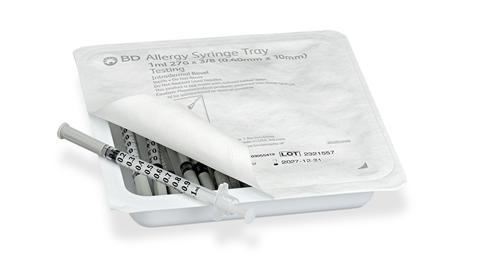 1 mL BD® Allergy Syringe with Permanently Attached 27 G x 3/8 in. Intradermal Bevel Needle