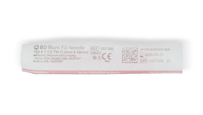 BD Needle, 18G x 1½", Blunt Fill, Contains No Natural Rubber Latex, 100/bx, 10 bx/cs (Continental US Only) - 18G, 1½"