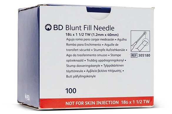BD Needle, 18G x 1½", Blunt Fill, Contains No Natural Rubber Latex, 100/bx, 10 bx/cs (Continental US Only) - 18G, 1½"