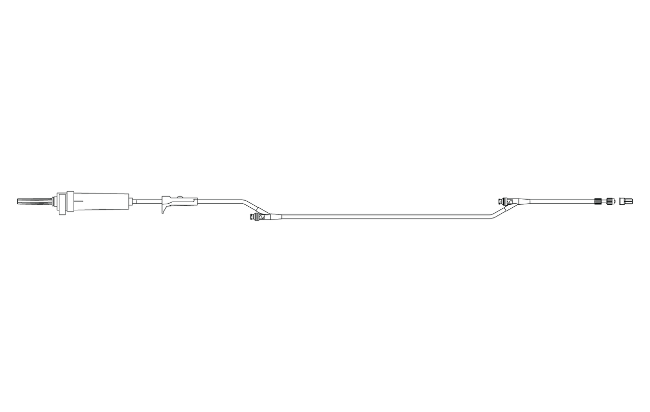 BD Gravity Set, Roller Clamp, (2) SmartSite Needle-Free Valves, 9", 86" from 2-Piece Male Luer Lock, 60 Drop/L, 104" Length, 17ml Fluid Path, Sterile, 100/cs (Continental US Only) - 9"