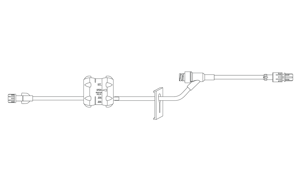 BD Extension Set, Flow Regulator Clamp, (1) NAC-Y Needle-Free Valve 7" from Spin Male Luer Lock, Not Made w/ DEHP, 23" Length, Sterile, 50/cs (Continental US Only) - 7"