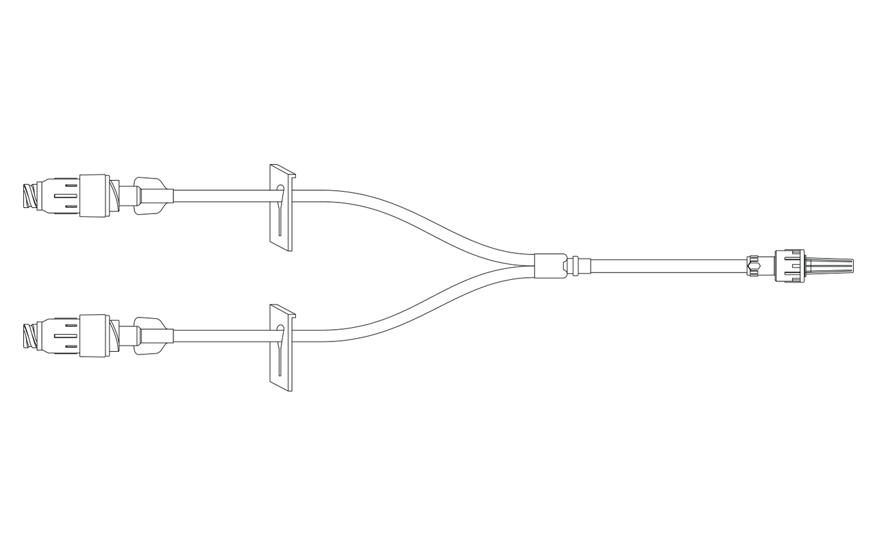 BD Extension Set, Pressure Rated, Minibore, Purple Striped, (2) Removable MaxPlus Clear Needle-Free Connectors, (2) Slide Clamps, Spin Male Luer Lock, Not Made with DEHP, 8.375" Length, 1.1ml PV, Sterile, 50/cs (Continental US Only) - 375"
