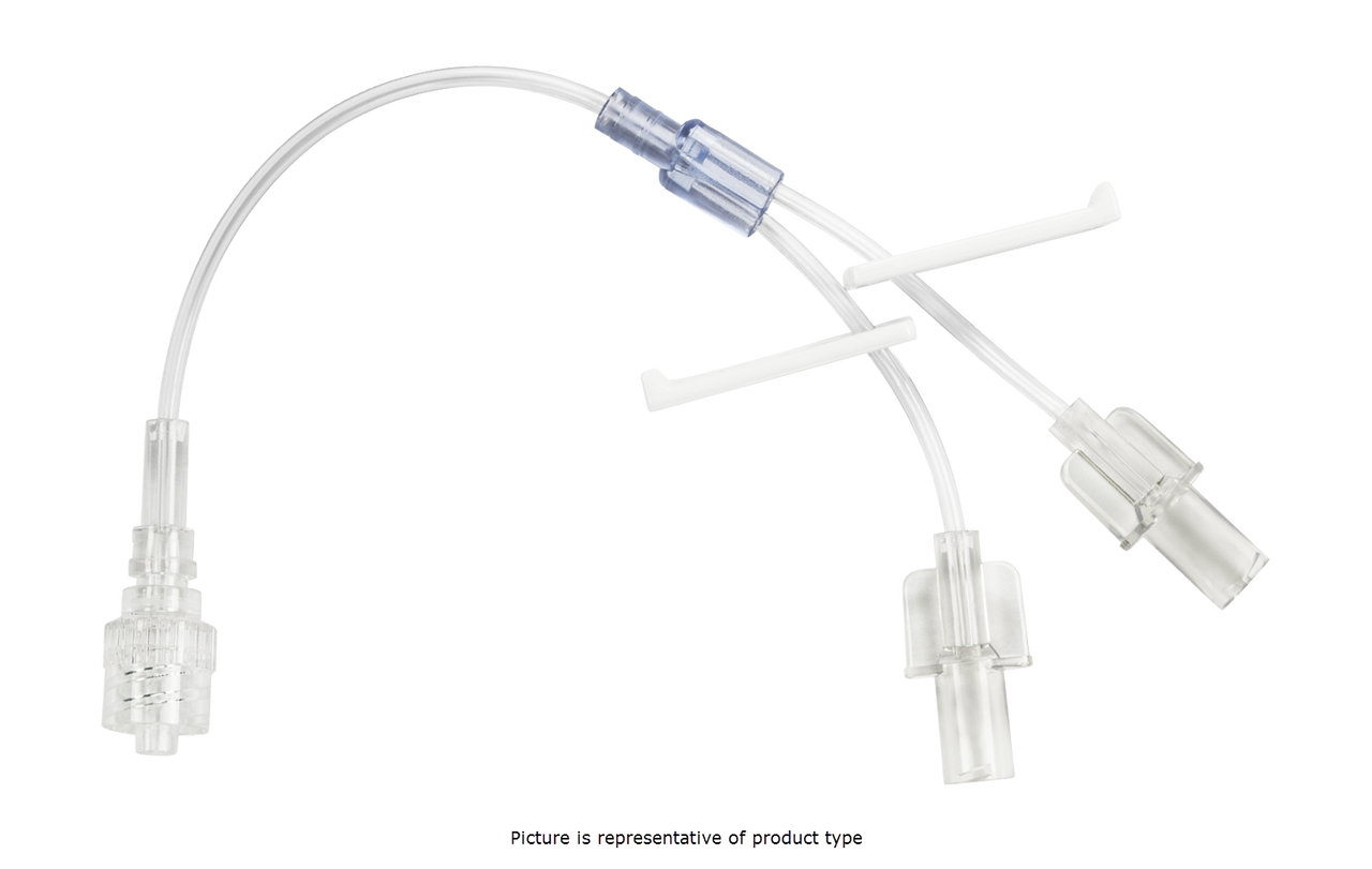 BD Extension Set, Smallbore, Bifuse, (2) Slide Clamps, (2) Female Luers Spin Male Luer Lock, 7" Length, 0.3 ml Fluid Path, Note Made with DEHP, Sterile, 100/cs (Continental US Only) - 7"