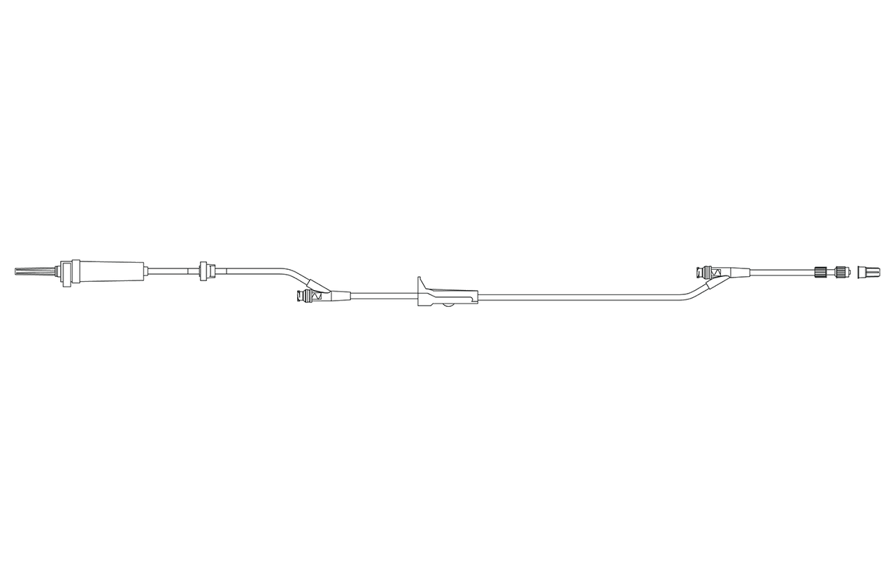 BD Gravity Admin Set, Check Valve, Roller Clamp, (2) SmartSite™ Needle-Free Valves 9", 85" from 2-Piece Male Luer Lock, 60 drop/L, 104" Length, 18 ml Fluid Path, Not Made with DEHP, Sterile, 100/cs (Continental US Only) - 9"