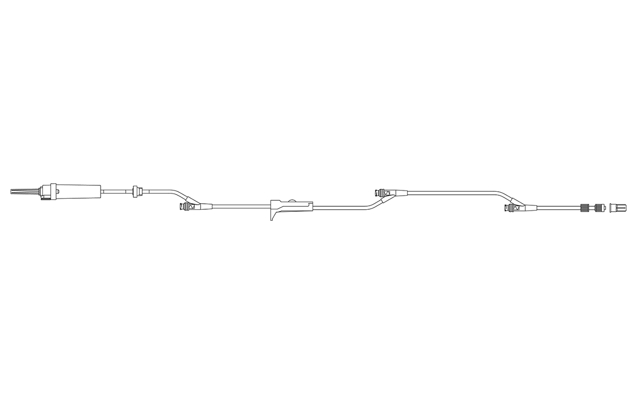 BD Gravity Set, Check Valve, Roller Clamp, (3) SmartSite Needle-Free Valves 6", 36" and 41" from 2-Piece Male Luer Lock, 10 drops/L, 107" Length, 23ml Fluid Path, Not Made with DEHP, Sterile, 100/cs (Continental US Only) - 6"