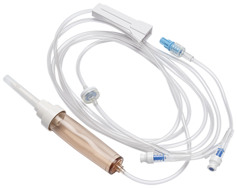 BD Gravity Set, Includes: Check Valve, Roller Clamp, (2) SmartSite Needle-Free Valves 4", 78" from Fixed Male Luer Lock, 10 drops/L, 104", 23 ml PV, Sterile, 100/cs (Continental US Only) - 4"