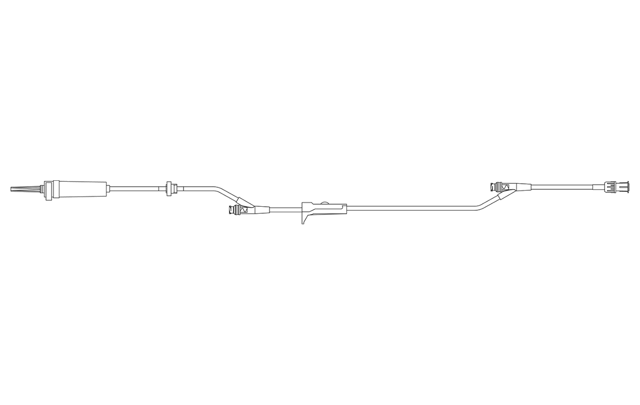 BD Gravity Set, Includes: Check Valve, Roller Clamp, (2) SmartSite Needle-Free Valves 4", 78" from Fixed Male Luer Lock, 10 drops/L, 104", 23 ml PV, Sterile, 100/cs (Continental US Only) - 4"