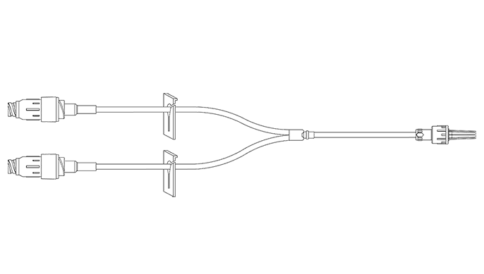 BD Minibore Bi-Fuse Extension Set, (2) MaxPlus Clear Needleless Connectors, (2) Removable Slide Clamps, Male Luer Lock, 6" Length, 1.2 mL PV, 50/cs (Continental US Only) - 6"