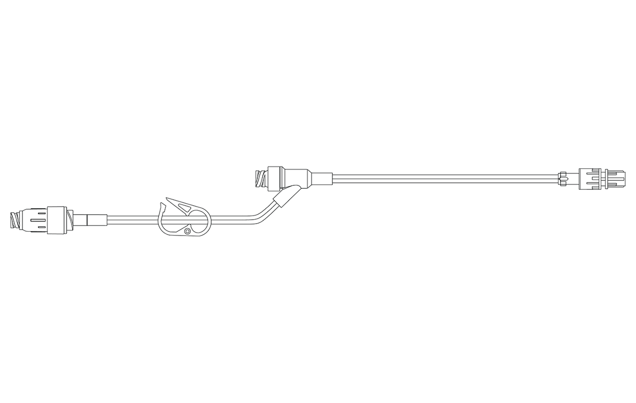 BD Pressure Rated Extension Set, MaxPlus Clear Needleless Connector, Pinch Clamp, Needless Y-Site, Male Spin Lock, 9" Length, 1.2 mL PV, 50/cs (Continental US Only) - 9"