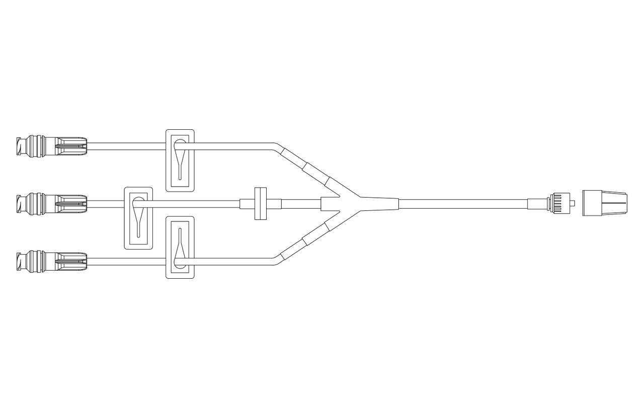 BD SmartSite™ Extension Set, Small Bore, Check Valve, Trifuse, (3) SmartSite™ Needle-Free Connectors, (3) Slide Clamps, Spin Male Luer Lock, 7.5" Length, 1.7ml Fluid Path, Not Made with DEHP, Sterile, 100/cs (Continental US Only) - 5"