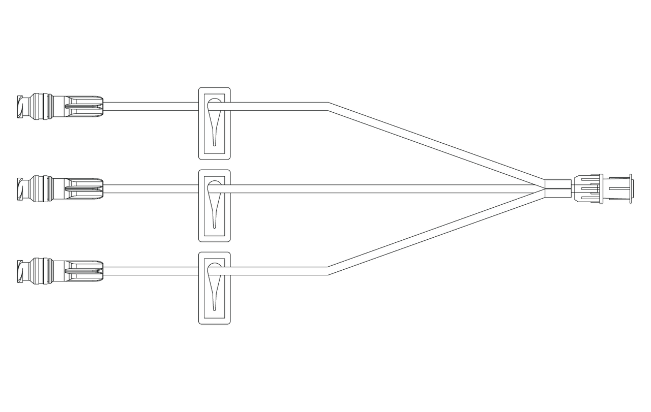BD SmartSite™ Extension Set, Small Bore, Check Valve, Trifuse, (3) SmartSite™ Needle-Free Connectors, (3) Slide Clamps, Spin Male Luer Lock, 7.5" Length, 1.7ml Fluid Path, Not Made with DEHP, Sterile, 100/cs (Continental US Only) - 5"