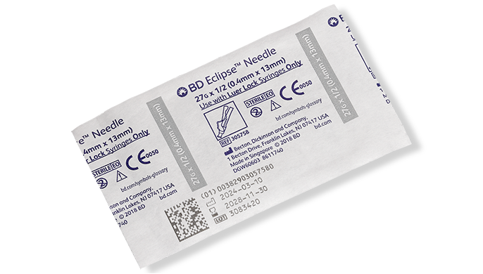 BD Needle, 27G x ½", 100/pk, 12 pk/cs (Continental US Only) - 27G